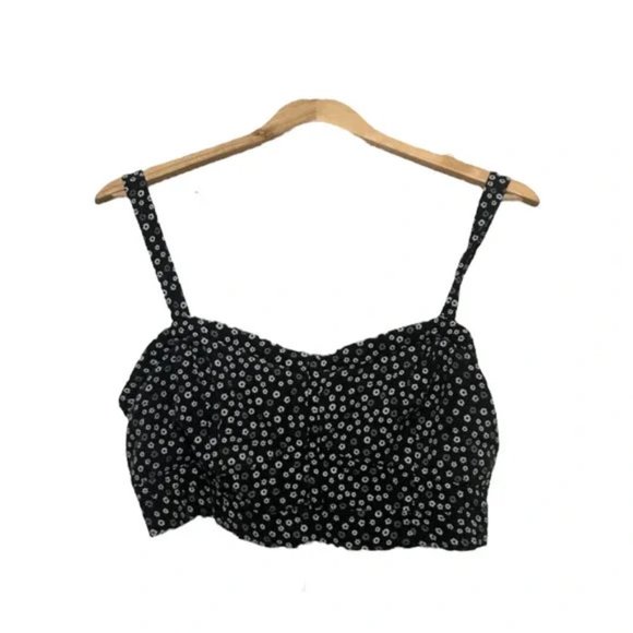 Bethany Mota Flower Crop Bra Top Black and White Sexy Back Floral XL - Picture 2 of 8
